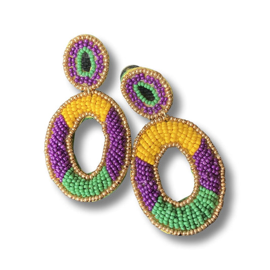 Mardi Gras Beaded Earrings - Shimmer Me