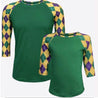 Mardi Gras Harlequin Diamond Raglan Style T-Shirt - Shimmer Me