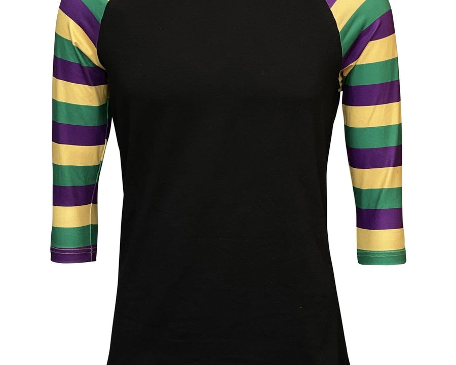 Mardi Gras Harlequin Multi Color Raglan Style T-Shirt - Shimmer Me