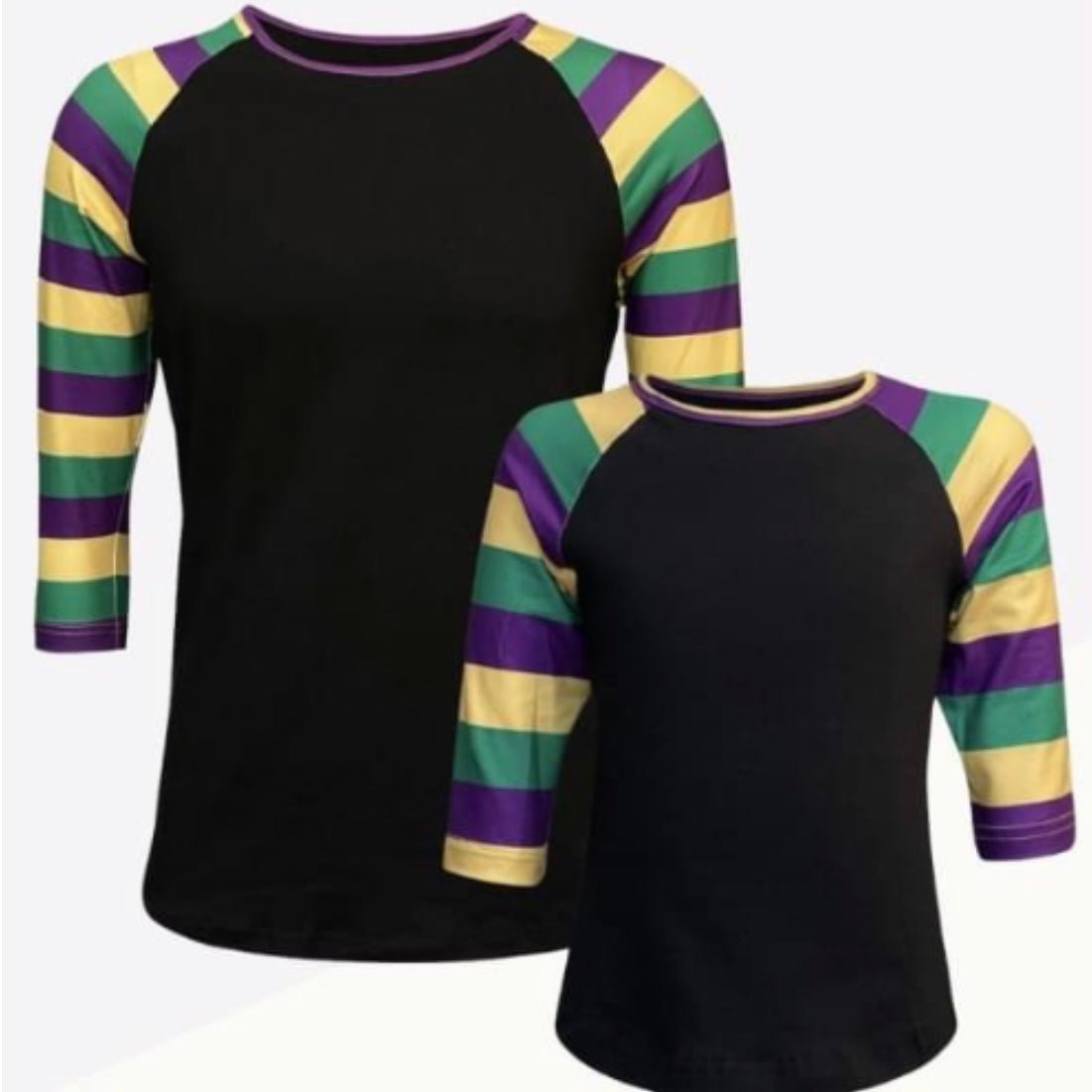 Mardi Gras Harlequin Multi Color Raglan Style T-Shirt - Shimmer Me