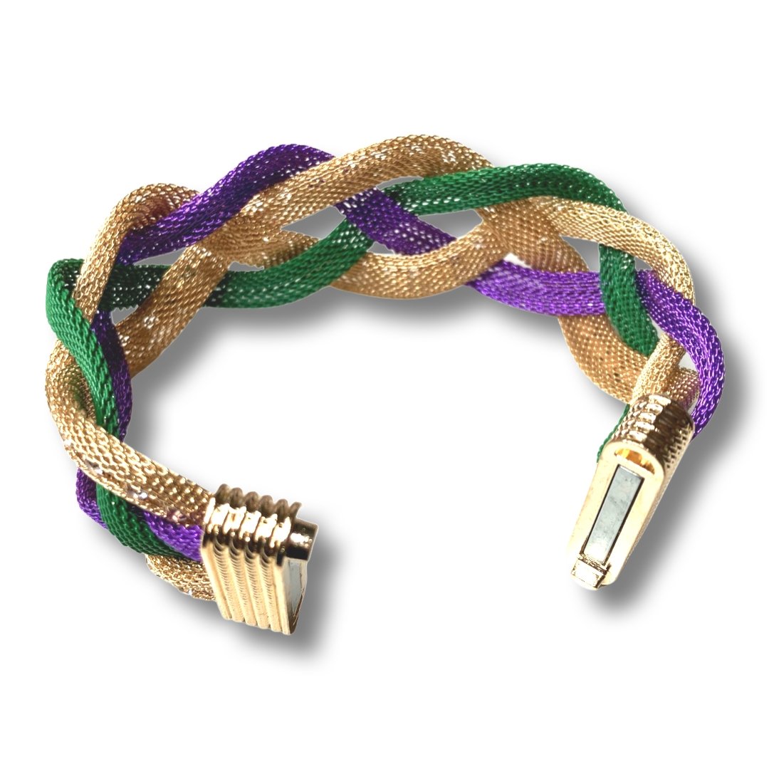 Mardi Gras Magnetic Spiral Braided Bracelet - Shimmer Me