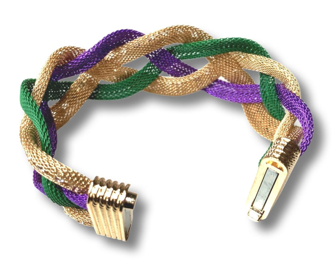 Mardi Gras Magnetic Spiral Braided Bracelet - Shimmer Me