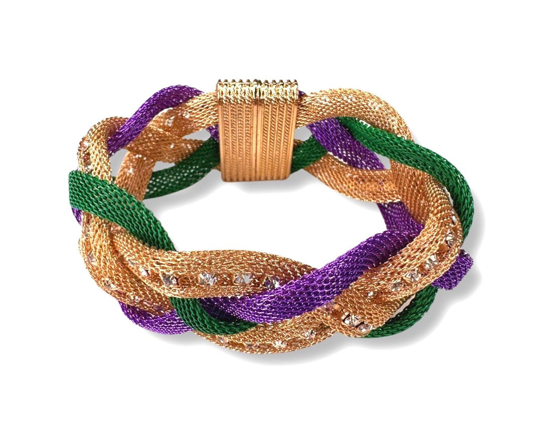 Mardi Gras Magnetic Spiral Braided Bracelet - Shimmer Me