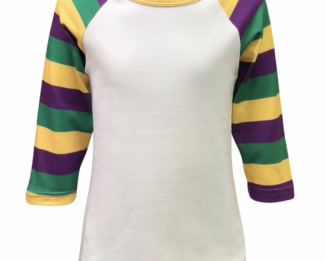 Mardi Gras Multi Color Raglan Style T-Shirt - Shimmer Me