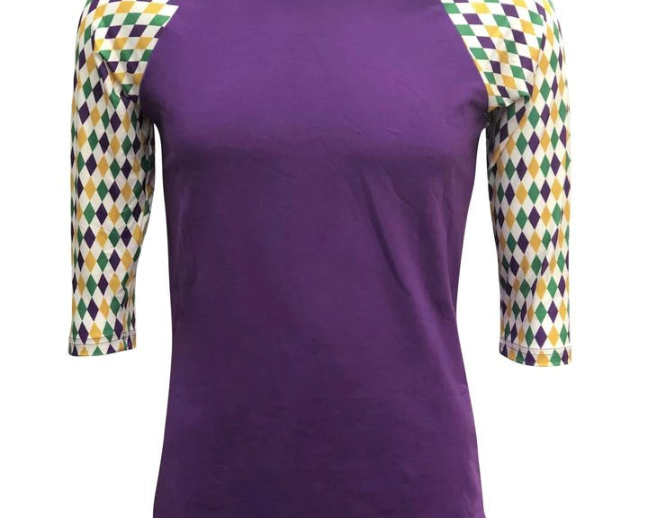 Mardi Gras purple harlequin Top - Shimmer Me