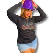 Mardi Gras Rhinestone Long Sleeve Shirt - Shimmer Me