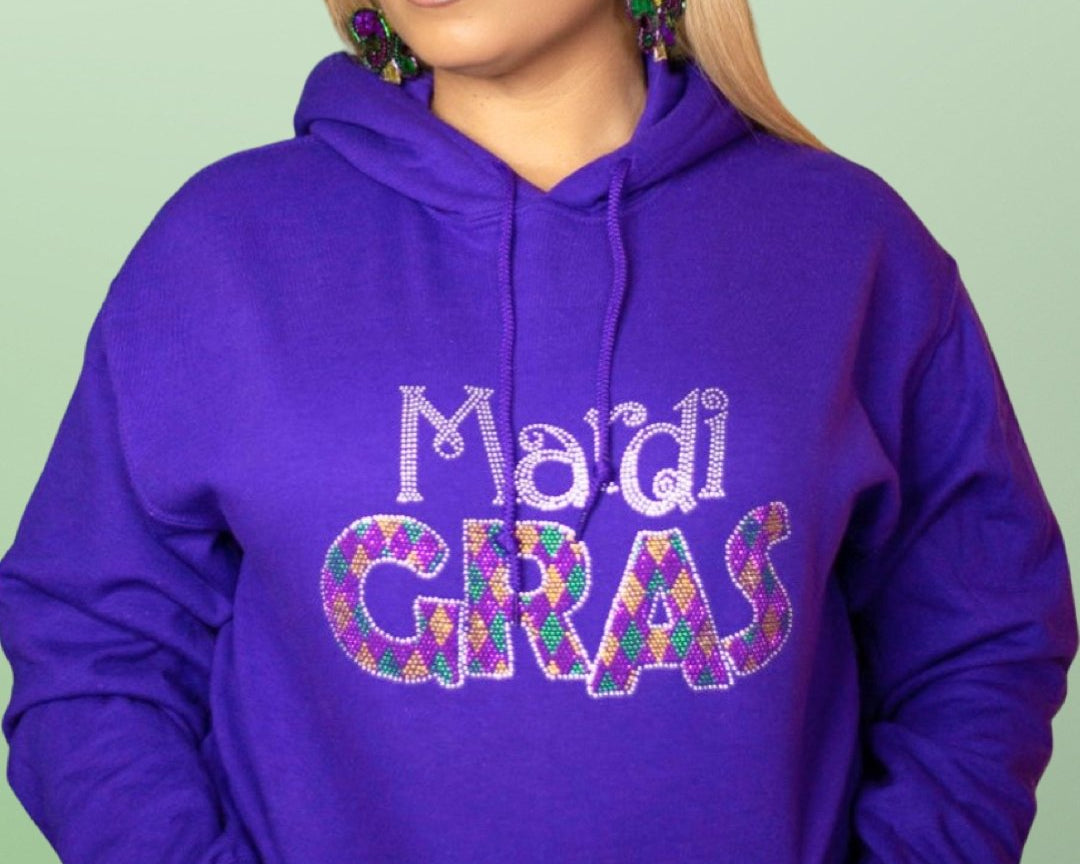 Mardi Gras Rhinestone Sweater - Shimmer Me