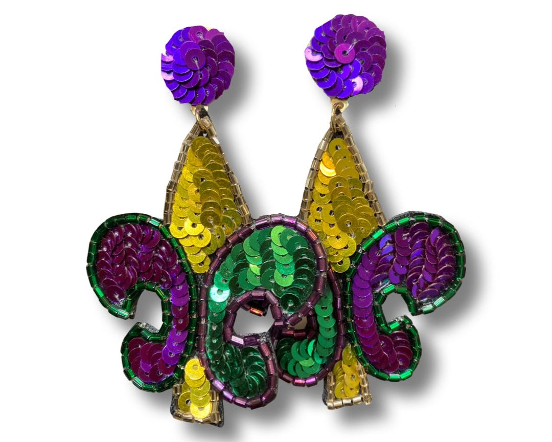 Mardi Gras Sequin Earrings - Shimmer Me