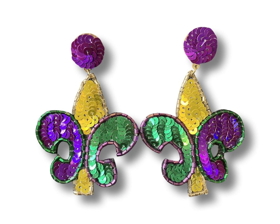 Mardi Gras Sequin Earrings - Shimmer Me