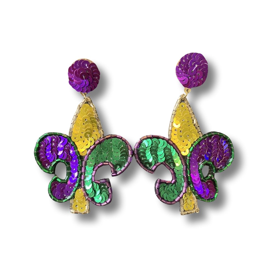 Mardi Gras Sequin Earrings - Shimmer Me