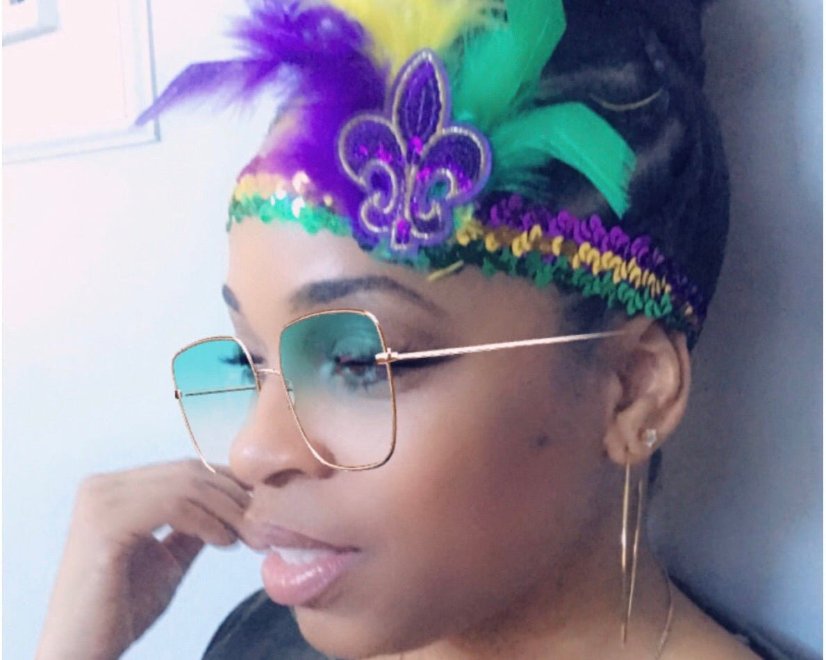 Mardi Gras Sequin Headband With Fleur De Lis - Shimmer Me