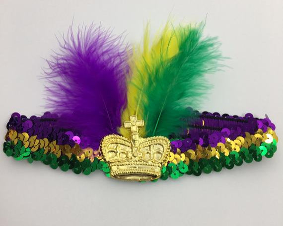 Mardi Gras Sequin Headband With Fleur De Lis - Shimmer Me