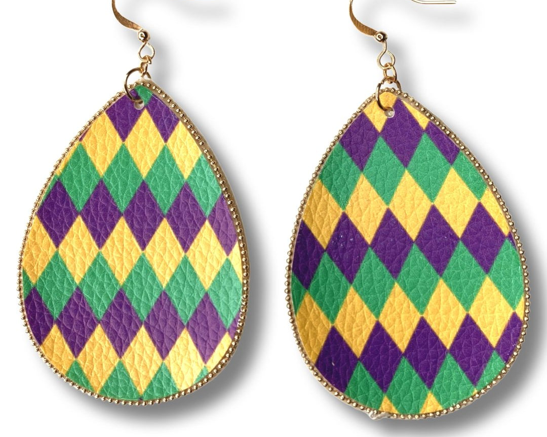 Mardi Gras Teardrop Earrings - Shimmer Me