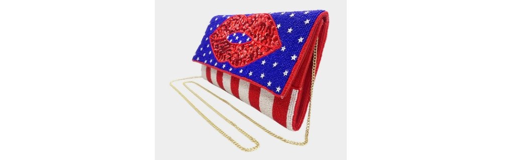 Seed Beaded Lips Sequin Clutch Purse Cross Body - Shimmer Me