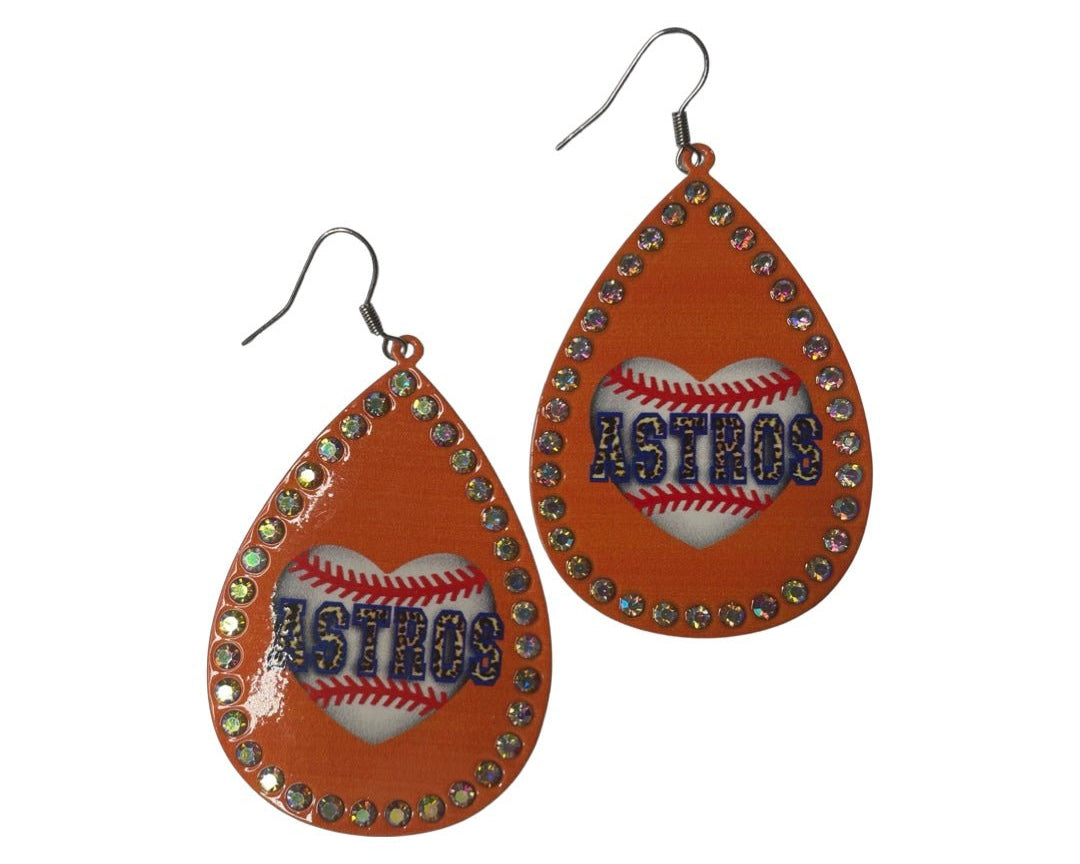 Tear Drop Houston Astros Earrings - Shimmer Me