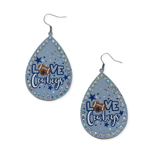 Tear Drop Love Cowboys Earrings - Shimmer Me