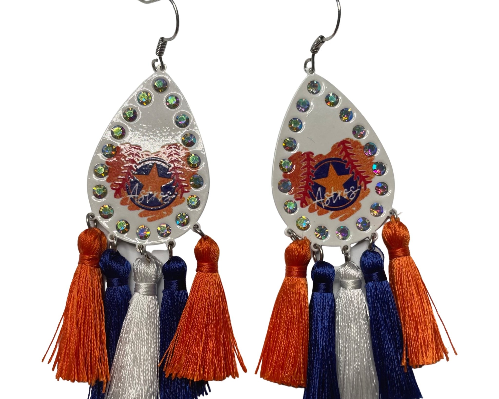 Tear Drop Tassel Houston Astros Earrings - Shimmer Me