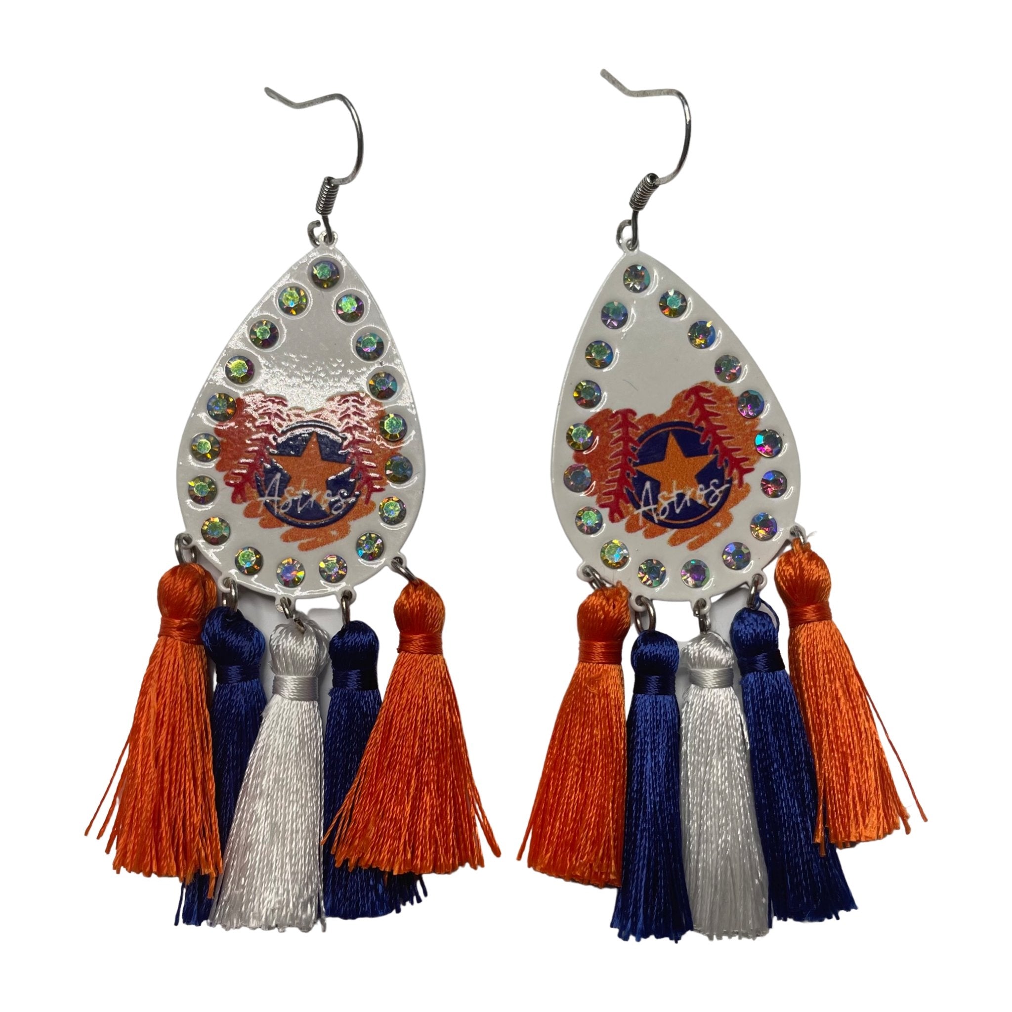 Tear Drop Tassel Houston Astros Earrings - Shimmer Me