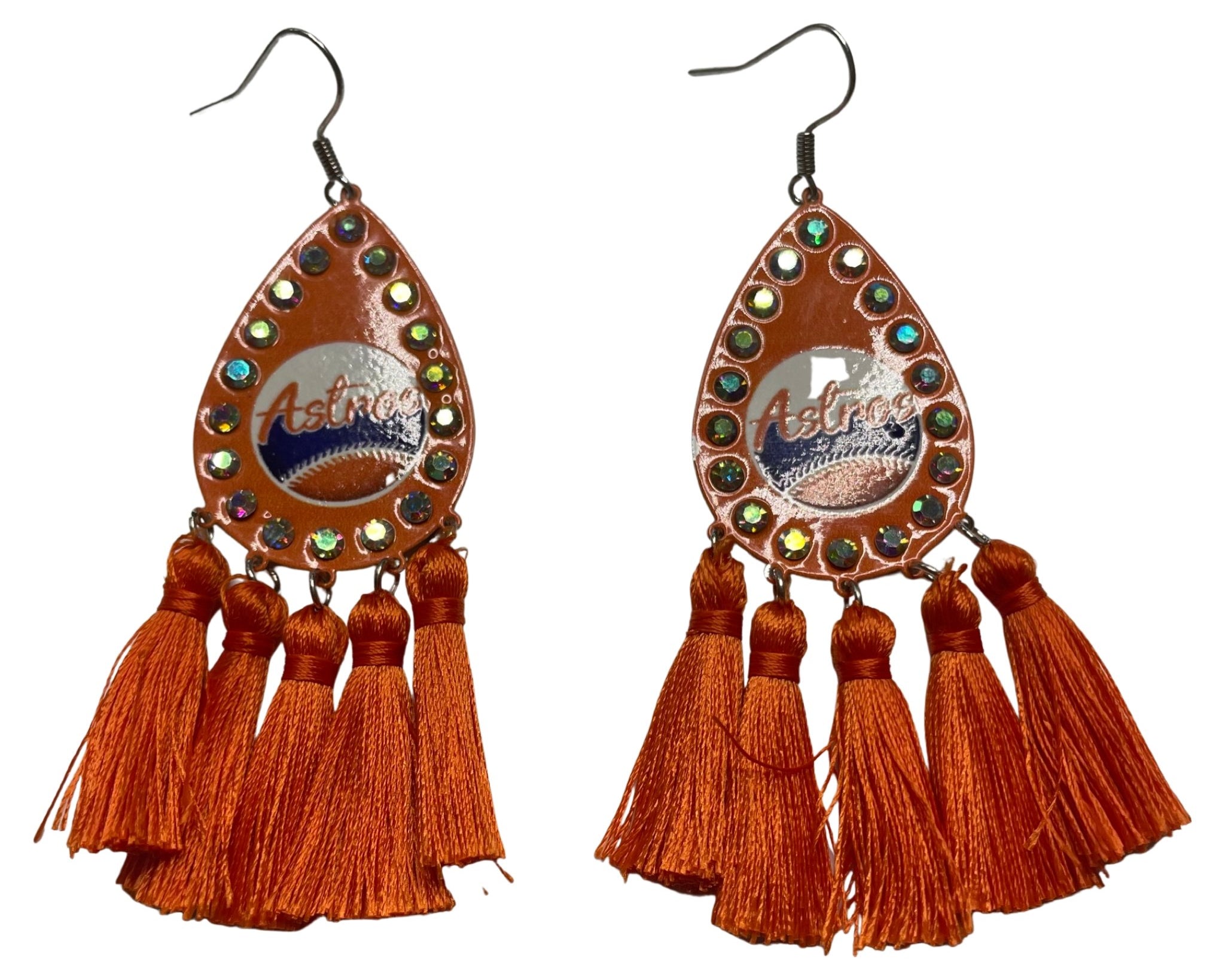 Tear Drop Tassel Houston Astros Earrings - Shimmer Me